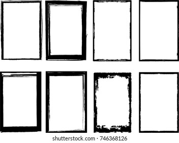 Vector Frames. rectangles for image. distress texture . Grunge Black borders isolated on the background . Dirt effect . geometric shapes for your design