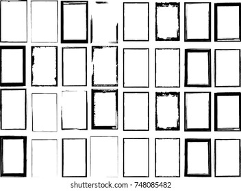 Vector Frames. rectangles for image. distress texture . Grunge Black borders isolated on the background . Dirt effect . geometric shapes for your design