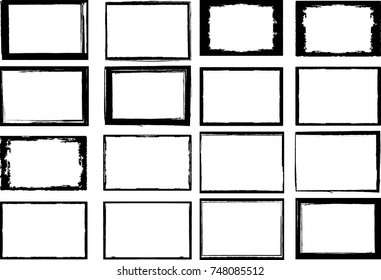 Vector Frames. rectangles for image. distress texture . Grunge Black borders isolated on the background . Dirt effect . geometric shapes for your design