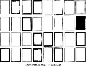 Vector Frames. rectangles for image. distress texture . Grunge Black borders isolated on the background . Dirt effect . geometric shapes for your design
