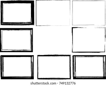 Vector Frames. rectangles for image. distress texture . Grunge Black borders isolated on the background . Dirt effect . geometric shapes for your design