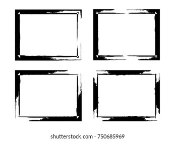 Vector Frames. rectangles for image. distress texture . Grunge Black borders isolated on the background . Dirt effect . geometric shapes for your design