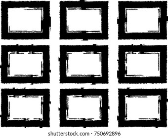 Vector Frames. rectangles for image. distress texture . Grunge Black borders isolated on the background . Dirt effect . geometric shapes for your design