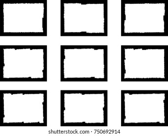 Vector Frames. rectangles for image. distress texture . Grunge Black borders isolated on the background . Dirt effect . geometric shapes for your design