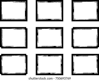 Vector Frames. rectangles for image. distress texture . Grunge Black borders isolated on the background . Dirt effect . geometric shapes for your design