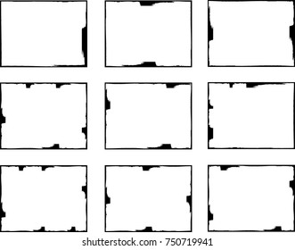 Vector Frames. rectangles for image. distress texture . Grunge Black borders isolated on the background . Dirt effect . geometric shapes for your design