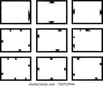 Vector Frames. rectangles for image. distress texture . Grunge Black borders isolated on the background . Dirt effect . geometric shapes for your design
