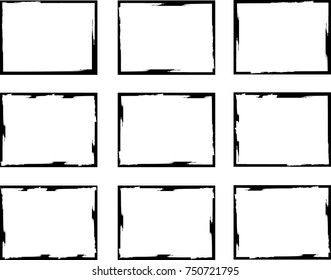 Vector Frames. rectangles for image. distress texture . Grunge Black borders isolated on the background . Dirt effect . geometric shapes for your design