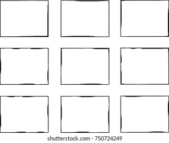 Vector Frames. rectangles for image. distress texture . Grunge Black borders isolated on the background . Dirt effect . geometric shapes for your design