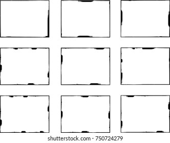 Vector Frames. rectangles for image. distress texture . Grunge Black borders isolated on the background . Dirt effect . geometric shapes for your design