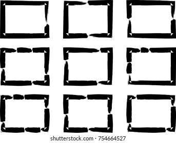 Vector Frames. rectangles for image. distress texture . Grunge Black borders isolated on the background . Dirt effect . geometric shapes for your design
