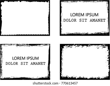 Vector Frames. rectangles for image. distress texture . Grunge Black borders isolated on the background . Dirt effect . geometric shapes for your design