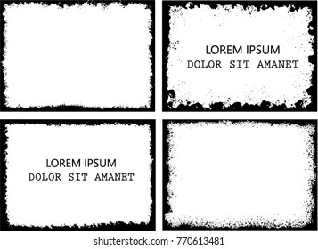 Vector Frames. rectangles for image. distress texture . Grunge Black borders isolated on the background . Dirt effect . geometric shapes for your design