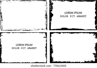 Vector Frames. rectangles for image. distress texture . Grunge Black borders isolated on the background . Dirt effect . geometric shapes for your design