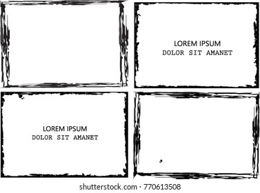 Vector Frames. rectangles for image. distress texture . Grunge Black borders isolated on the background . Dirt effect . geometric shapes for your design