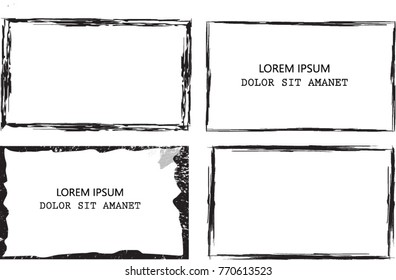Vector Frames. rectangles for image. distress texture . Grunge Black borders isolated on the background . Dirt effect . geometric shapes for your design