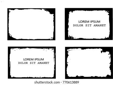 Vector Frames. rectangles for image. distress texture . Grunge Black borders isolated on the background . Dirt effect . geometric shapes for your design