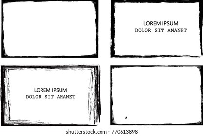 Vector Frames. rectangles for image. distress texture . Grunge Black borders isolated on the background . Dirt effect . geometric shapes for your design