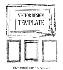 Vector Frames. rectangles for image. distress texture . Grunge Black borders isolated on the background . Dirt effect . geometric shapes for your design