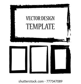 Vector Frames. rectangles for image. distress texture . Grunge Black borders isolated on the background . Dirt effect . geometric shapes for your design