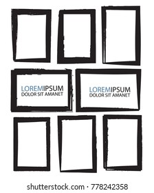 Vector Frames. rectangles for image. distress texture . Grunge Black borders isolated on the background . Dirt effect . geometric shapes for your design