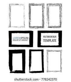 Vector Frames. rectangles for image. distress texture . Grunge Black borders isolated on the background . Dirt effect . geometric shapes for your design