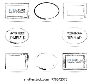 Vector Frames. rectangles for image. distress texture . Grunge Black borders isolated on the background . Dirt effect . geometric shapes for your design