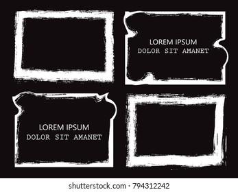 Vector Frames. rectangles for image. distress texture . Grunge Black borders isolated on the background . Dirt effect . geometric shapes for your design
