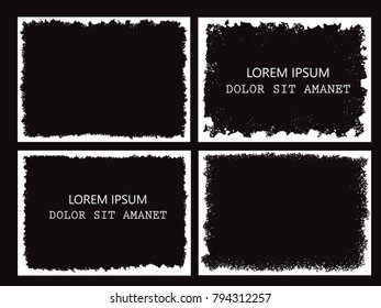 Vector Frames. rectangles for image. distress texture . Grunge Black borders isolated on the background . Dirt effect . geometric shapes for your design