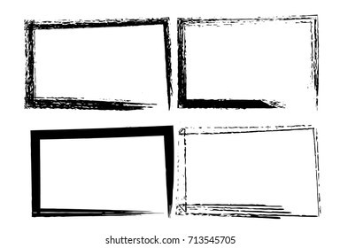 Vector Frames. rectangles for image . Grunge Black and White borders isolated on the transparent background . 