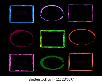 Vector Frames. rectangles, ovals for image. distress texture . Grunge Black borders isolated on the background . Dirt effect . geometric shapes for your design