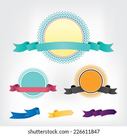 Vector of frames and ribbons for decorative design elements.