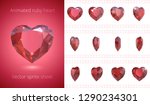 Vector frames of rotating ruby heart. Luxury red crystal Valentine. Symbol of love. Set of 3d realistic icons. 12 frames per second. Looped sequence for GIF, flash and HTML animation. Isolated clipart
