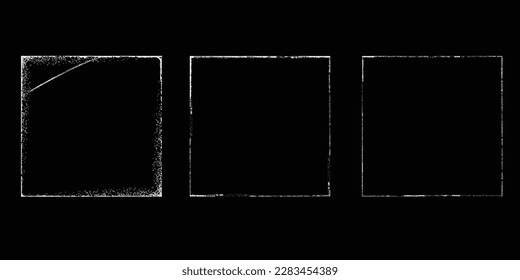 Vector Frames with rough edges . Rectangles for image. distress texture . Grunge tiny frame borders isolated on the background . Dirt effect . 