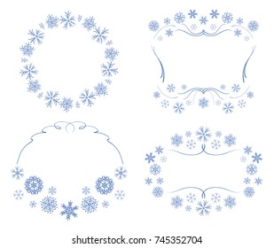 vector frames with snowflakes - decorations for christmas