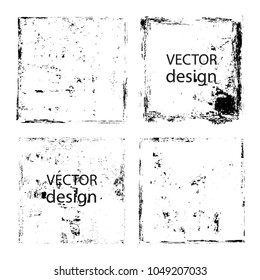 Vector Frames. squares for image. distress texture . Grunge Black borders isolated on the background . Dirt effect . geometric shapes for your design