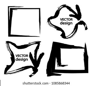 Vector Frames. squares for image. distress texture . Grunge Black borders isolated on the background . Dirt effect . geometric shapes for your design