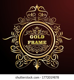 Vector frames and vignette for design template. Element in Victorian style. Golden floral borders. Ornate decor for invitations, greeting cards, certificate, thank you message.