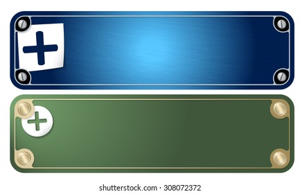 Vector frames for your text with screws and plus symbol