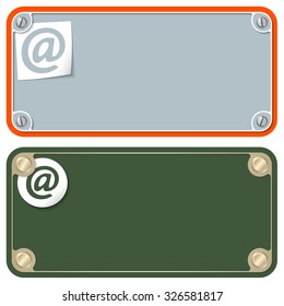 Vector frames for your text with screws and email symbol