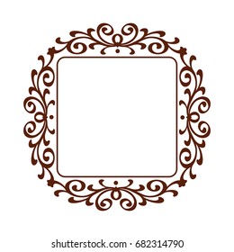 Vector frame.Vector illustration.Brown on white.