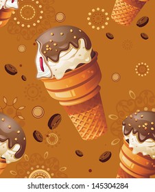 Vector framework for menu with coffee ice-cream. Illustration background for your promotion