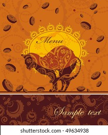 Vector framework for menu with illustration cat. Template designs of card for cafe and restaurant.