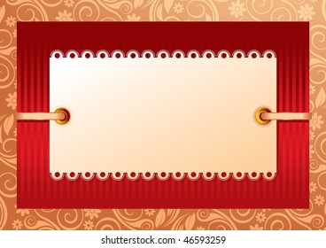 Vector framework for a photo or invitations. A silk bow and lace.