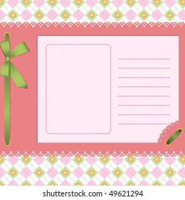 Vector framework for a photo or invitations. A silk bow and lace.