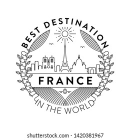 Vector France City Badge, Linear Style