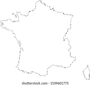 Vector France dotted blank map
