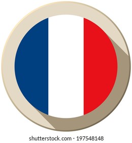 Vector - France Flag Button Icon Modern