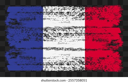 Vector France flag in grunge style on transparent background