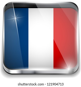 Vector - France Flag Smartphone Application Square Buttons